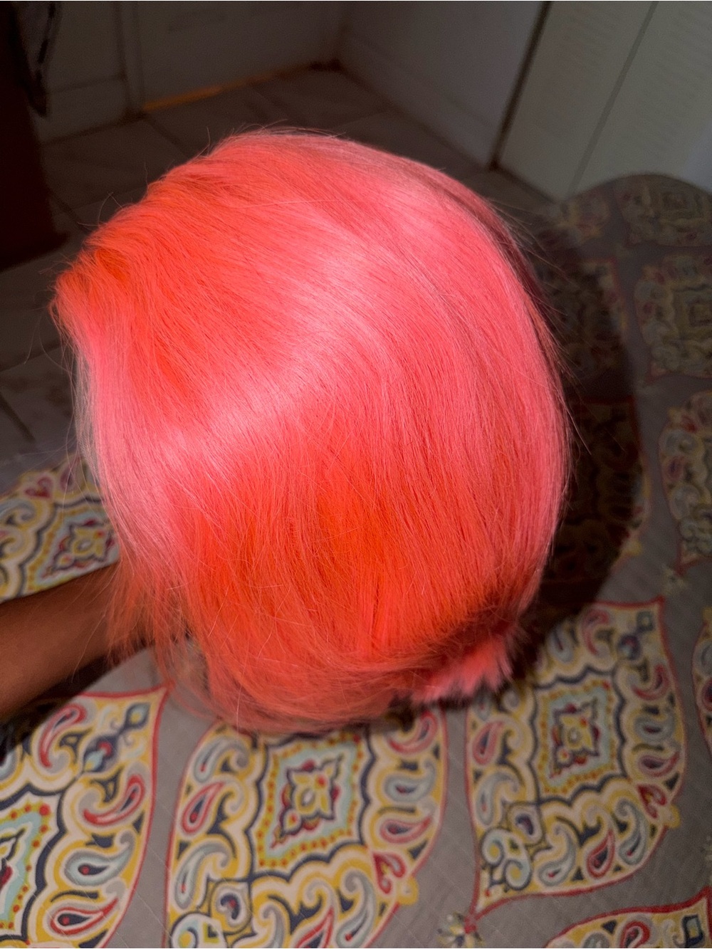 Vibrant Coral Pink Women's Hairpiece - Fashion Color